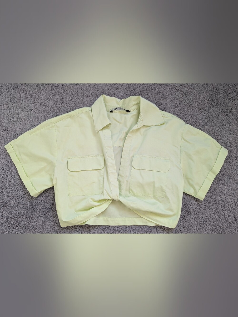 Zara Pale Green Short-Sleeve Cropped Shirt